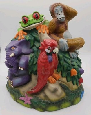 EUC Vintage Rainforest Cafe Coin Bank Parrot Elephant Frog Gorilla Kids 7 3/4'' H