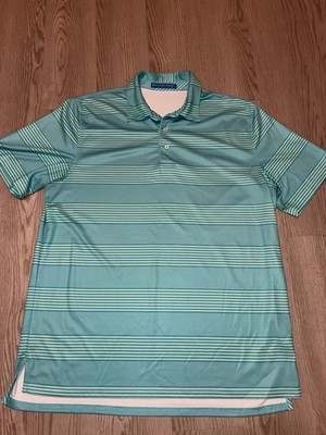Southern Tide Men s XL Blue/Green Striped Polo Shirt Short Sleeve Collared Logo