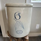 Antique Red Wing 6 gallon Blue Birch Leaf Ski Oval Stoneware Crock