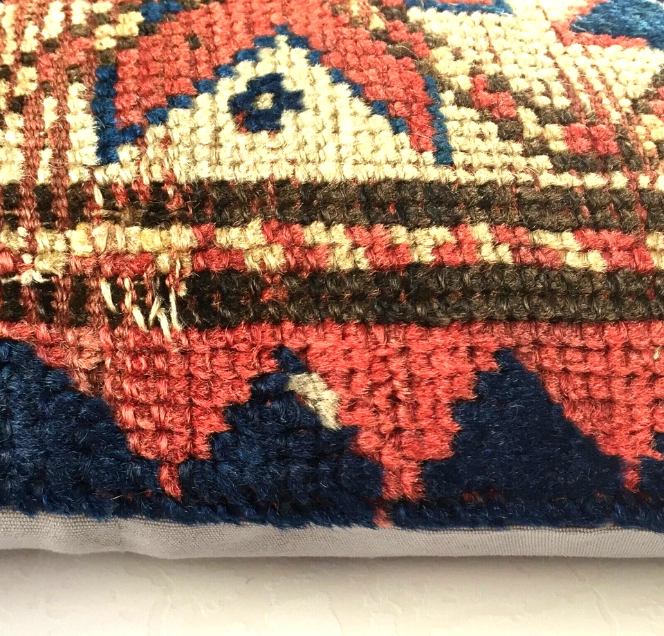 Antik Retro Kissen Teppich Kaukasus Handgeknüpft Beige Caucasus Rug Cushion - Bild 4 von 4