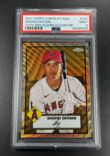SHOHEI OHTANI 2021 TOPPS CHROME PLATINUM ANNIVERSARY GOLD REFRACTOR /50 PSA 9