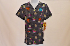 Tooniforms Cherokee Unisex Gray Illumination Minions Scrub Top Extra Small NWT