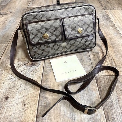 CELINE Macadam Shoulder Bag Crossbody Body Brown