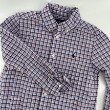 Ralph Lauren Kids Plaid Button Down Shirt Natural Stretch Cotton Size 6