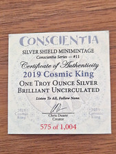 Silver Shield 2019 Cosmic King 1 Oz Silver BU 575 of 1,004 with CoA 120.30 per troy oz