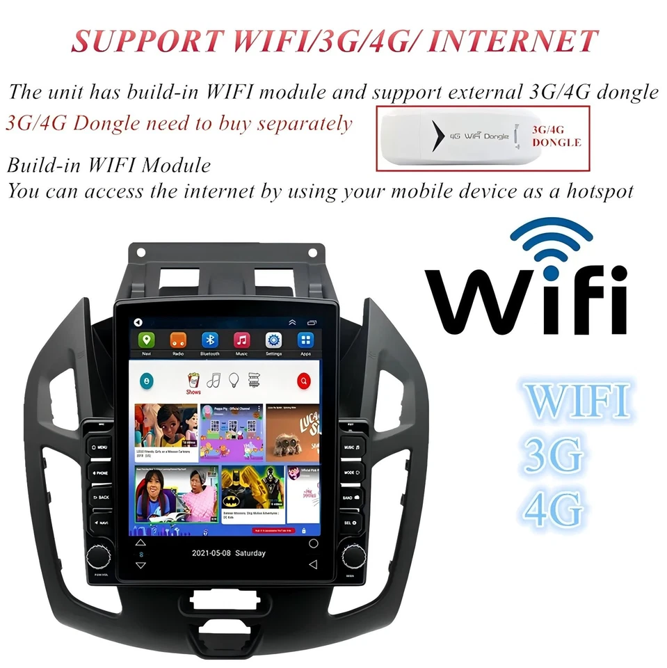 Android Carplay Car Stereo Radio GPS & Camera For Ford Transit Connect 2014-2018 Foto 3 de 4