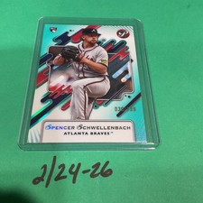 2025 Topps Pristine SPENCER SCHWELLENBACH /199 Aqua Refractor, Atlanta Braves 