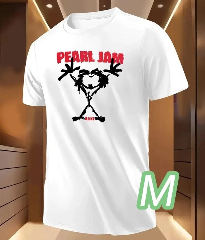 Premium T White M size Parl Jam Quick dry material Size Rock T shirt