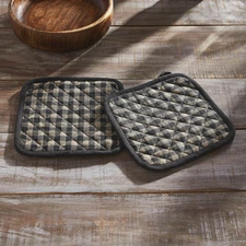 Black Check Pot Holder Set of 2 8x8 VHC Brands