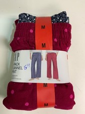 Gap Womens Flannel Pajama Pants, 2-Pack, NWT, Medium, 100 Cotton, Lounge, Multi
