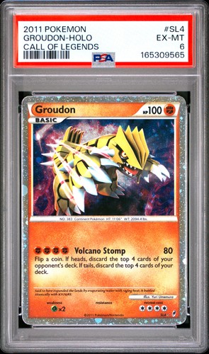 PSA 6 Groudon Holo SL4/95 Call Of Legends Pokemon New Cert