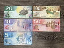 (5)Canada Banknotes 2004-2011 Journey Series Set $5-$100