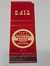 Vintage Matchbook Cover Tips Restaurant Newhall Ranch Saugus California 