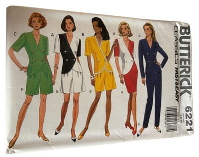 Butterick Sewing Pattern 6221 Work Suit Skirt Shorts Pants Career Outfit 6 8 10