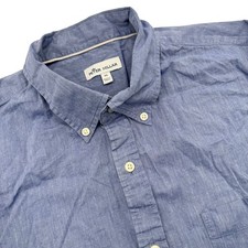 Peter Millar Men's XL Blue Chambray Cotton Button Down Shirt Long Sleeve Pocket