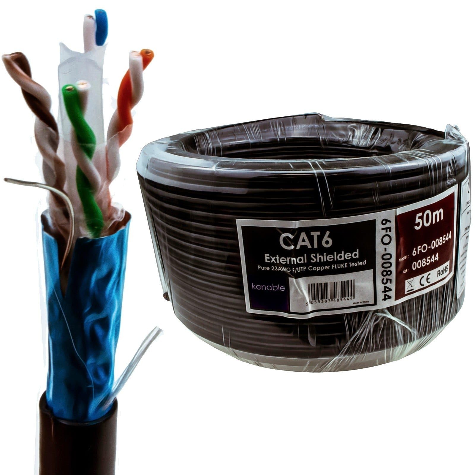 kenable External Shielded CAT6 Outdoor Ethernet Cable F/UTP Full Copper 23AWG...