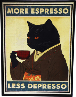 ''More Espresso, Less Depresso'' - Funny Cat Meme Photo - 30x40cm (FREE POSTAGE)