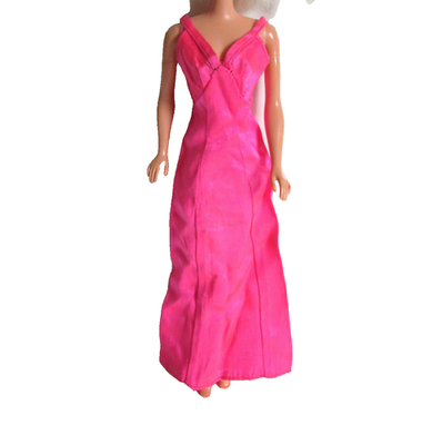 Barbie Vintage Hot Neon Pink Satin Evening Dress Gown Long Handmade 1960s/ 70s Barbie Vintage Hot Neon Pink Satin Evening Dress Gown Long Handmade 1960s/ 70s