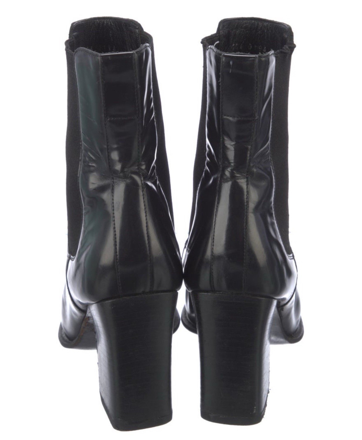 Gucci Authentic Solid Black Leather Block Heel Ch… - image 4