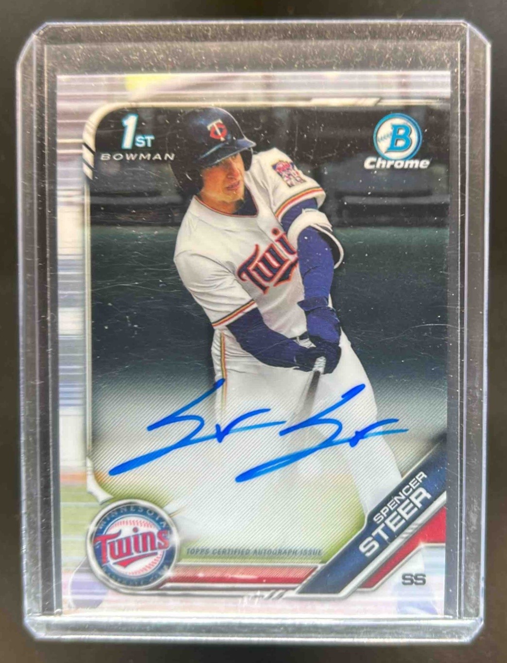 2019 Bowman Draft Spencer Steer Chrome Auto 1st Prospect #CDA-SST Twins