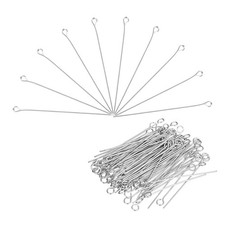 200Pcs Eye Pins Jewelry Findings Eye Pins 50mm Iron Eye Pins Silver