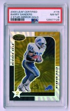 I445 BARRY SANDERS 2000 LEAF CERTIFIED MIRROR GOLD /25 PSA 8 #116 LIONS RARE
