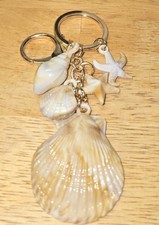 Ocean Acrylic Shells Goldtone Purse Charm Keychain Gifts