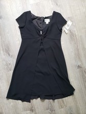 VTG SL Fashions Womens Petite 12P Mini Dress Babydoll Black Cap Sleeve LBD NWT