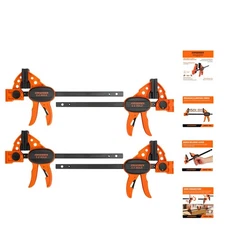 6" Bar clamps for woodworking - 4-Pack, One-Hand Light Duty E-Z Hold Spreader...