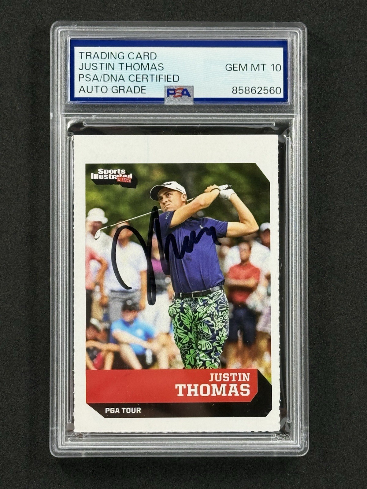 Justin Thomas Signed 2017 Sports Illustrated Rookie Card PSA RC Auto GEM MT 10 view 1