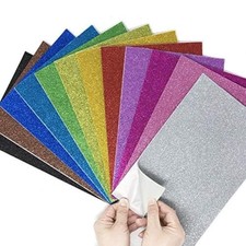 Allgala 12 Pack Glitter EVA Foam Paper 8" x 12" Sheets - Adhesive, Assorted