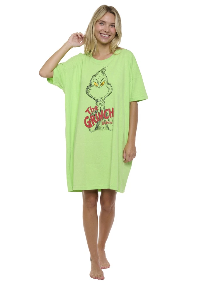 Womens & Womens Plus Size The Grinch Sleep Shirt Nightgown Sleep Shirt Green - Image 3 of 4