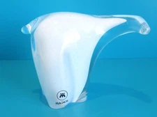 Magnor Art Glass Stylized Polar Bear Figurine Clear & White Norway Sticker