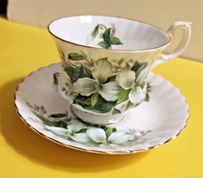 Vintage Royal Albert Trillium Tea Cup and Saucer Set Ontario Provincial Flower