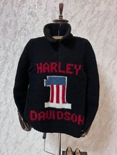 RARE VINTAGE 1970s AMF HARLEY DAVIDSON MOTORCYCLE KNIT SWEATER 1 BIG LOGO 80s