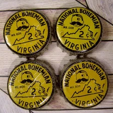 National Bohemian 4 Vtg Beer Bottle Caps Natty Boh Mr. Boh Virginia Cork Lined
