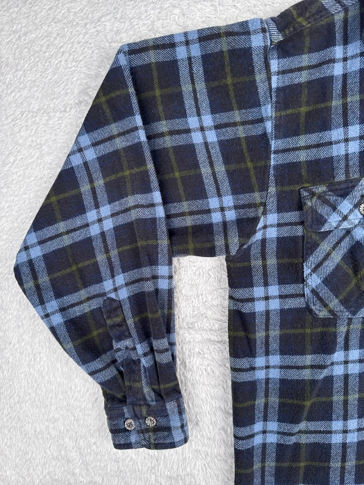 Moose Creek Shirt Men Large Tall Blue Green Flannel Plaid Button Up 100% Cotton - Image 3 of 4