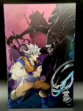 DBZ Vs Aliens Metal Firmato ed Epico ��Remarcato 1/1 Da Natwa Art Book