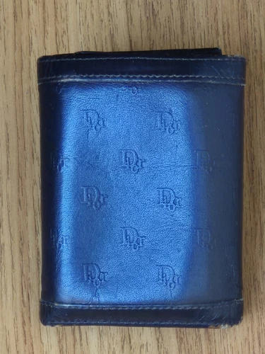 Portefeuille homme vintage Christian Dior cuir marron triple pli