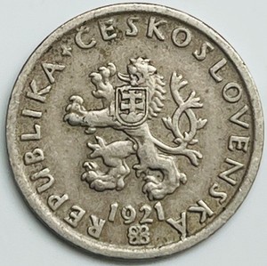 1921 Czechoslovakia 20 Haleru KM# 1 Circulated Condition