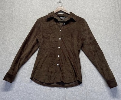 Esprit de Corp Shirt Women Small Chocolate Brown Casual Long Sleeve Button Up