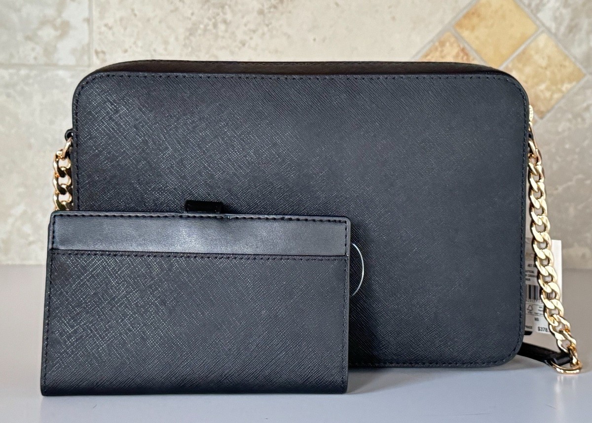 Michael Kors Jet Set Item Crossbody Bag + Wallet Black/Gold | eBay