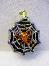 2002 Merck Family's Old World Christmas Blown Glass Spider in Web Ornament