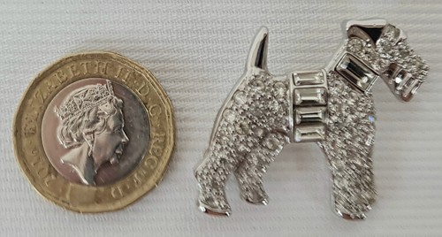 Vintage Ciro Crystal Rhinestone Scottie Terrier Dog Rhodium Plated Pin Brooch - Picture 13 of 13