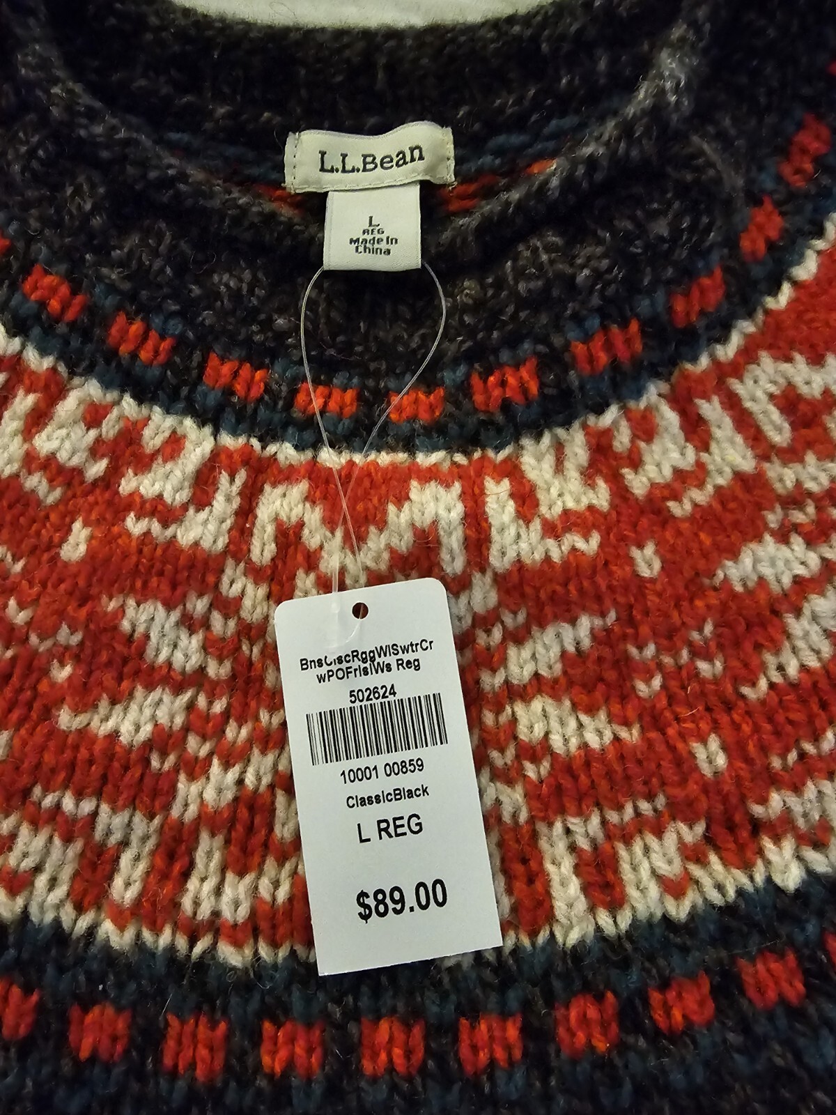 ll bean Women's Classic Ragg Wool Sweater, Crewneck Fair Isle LARGE eBay