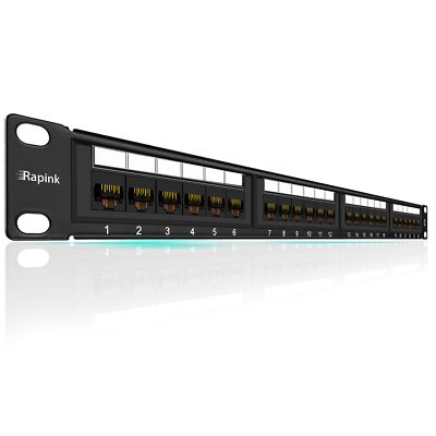 Patch Panel 24 Port Cat6 10g Support Network Patch Panel Utp 19inch Wallmount Or