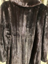 Premium Black Glama Female Ranch Mink Coat, 3/4 Length, Size 14