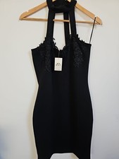 Miss Selfridge Black Choker Bodycon Dress Size 10