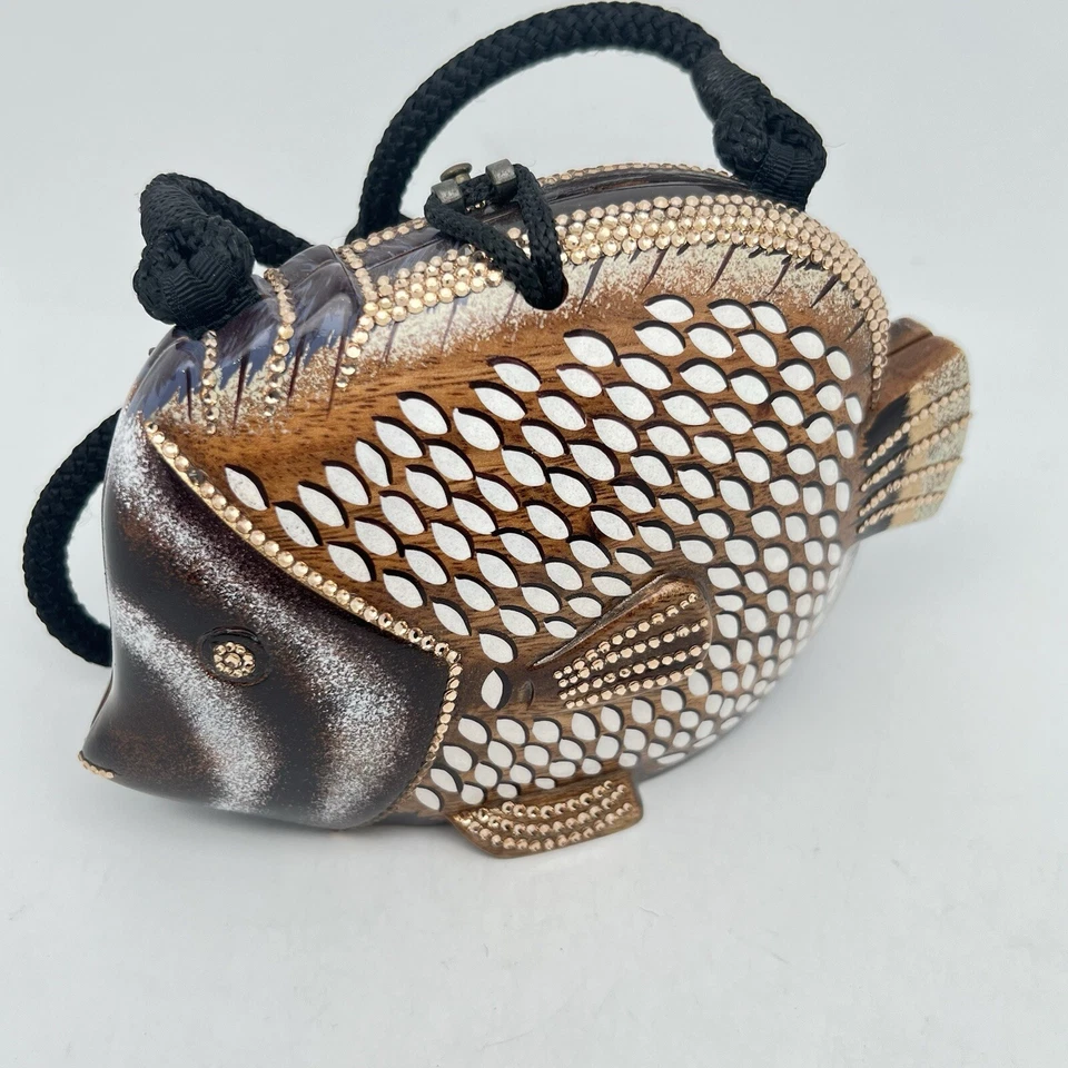 Timmy Woods SIGNED Fish Minaudiere Purse Hand Bag Clutch With Swarovski Crystals - Image 4 of 4