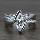 Excellent 2Ct Marquise Cut CZ Pave Engagement Wedding 925 Silver Ring Band